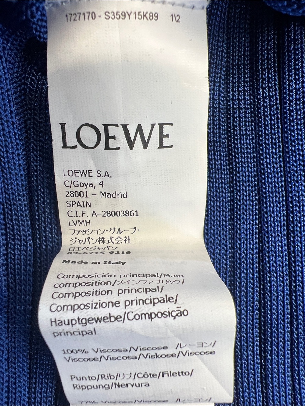 Loewe Cobalt Blue Ribbed Long-Sleeve Maxi Dress - Picture 4 of 7
